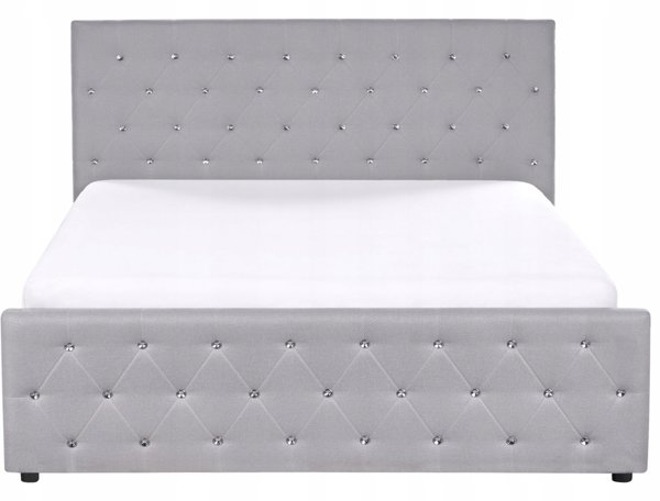 Beliani Κρεβάτι με αποθηκευτικό χώρο AMIENS 180 x 200 cm ανοιχτό γκρι