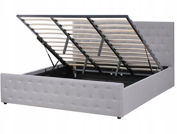 Beliani Κρεβάτι με αποθηκευτικό χώρο AMIENS 180 x 200 cm ανοιχτό γκρι