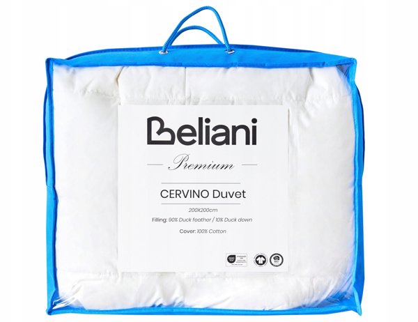 Beliani Ελαφρώς ζεστή κουβέρτα CERVINO από φτερά και πούπουλο πάπιας 200 x 200 cm