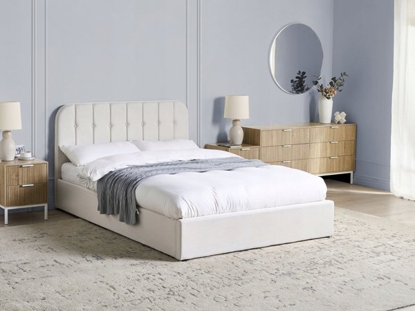 Beliani Κρεβάτι CHALLANS με Αποθηκευτικό Χώρο, 140 x 200 cm, Σπασμένο Λευκό