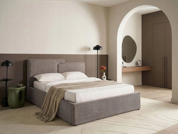 Κρεβάτι με Αποθηκευτικό Χώρο Beliani Lagarde 160x200 cm, Μπεζ-Γκρι