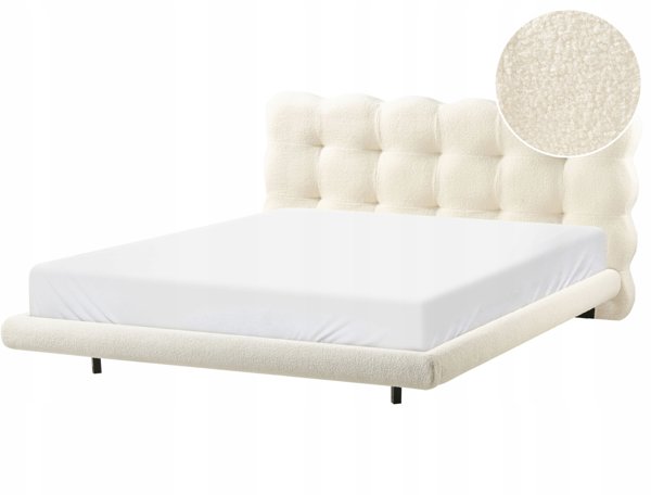 Beliani Κρεβάτι SOULISSE Boucle 160x200 cm, Σπασμένο Λευκό