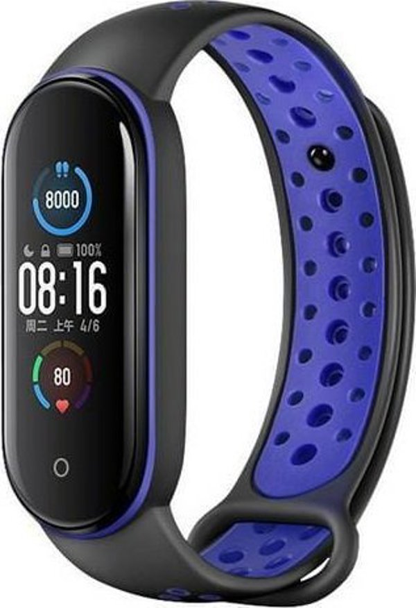 Λουράκι Beline Design για Xiaomi Mi Band 7/6/5, Μαύρο-Μπλε