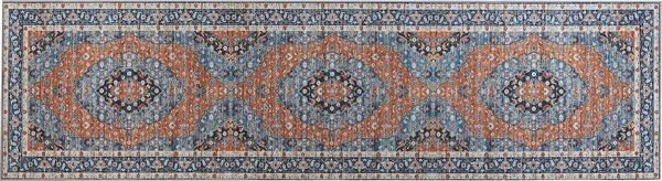 Beliani Χαλί 80 x 300 cm μπλε με πορτοκαλί MIDALAM