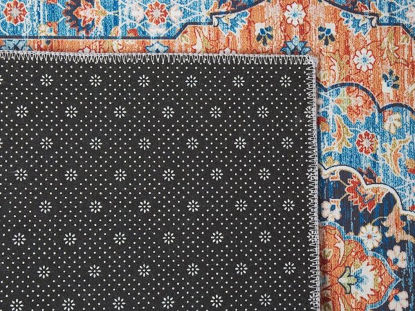 Beliani Χαλί 80 x 300 cm μπλε με πορτοκαλί MIDALAM