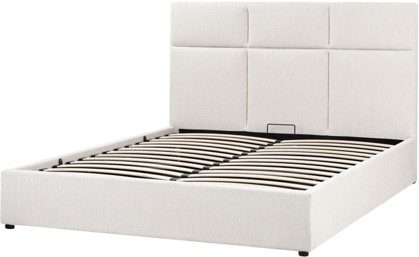 Beliani Κρεβάτι με αποθηκευτικό χώρο LAGORD 160 x 200 cm σπασμένο λευκό