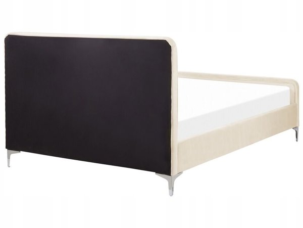 Beliani Κρεβάτι βελούδινο LUNAN 140 x 200 cm ανοιχτό μπεζ