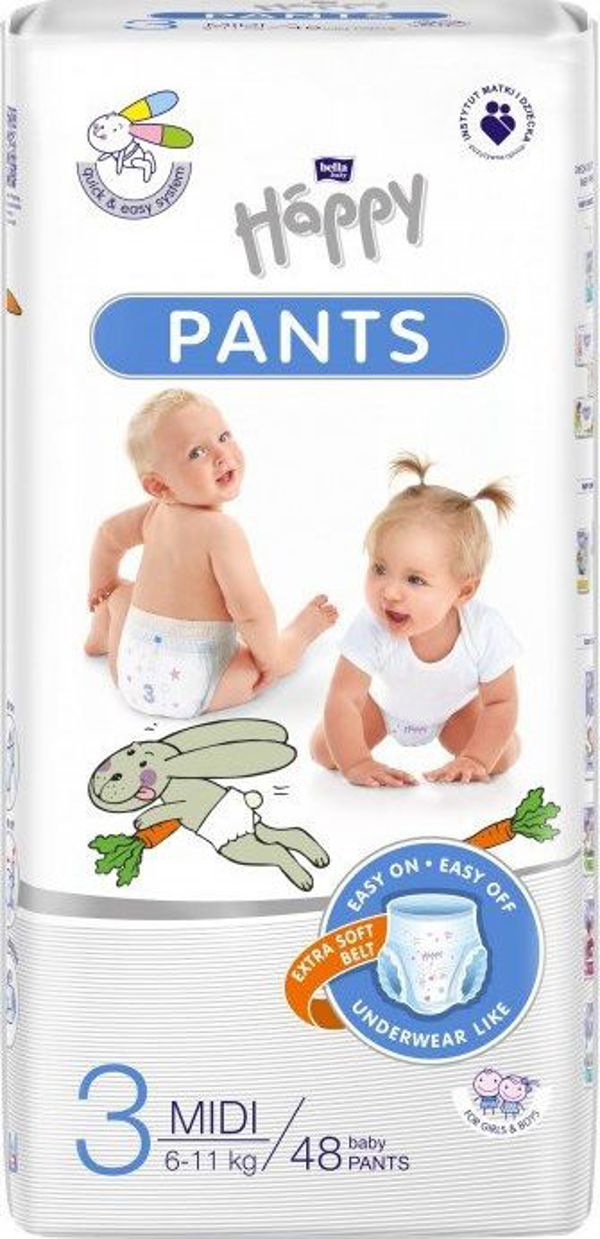 Bella Πάνες-βρακάκια Happy Pants Midi 3, 6-11 kg, 48 τεμ.