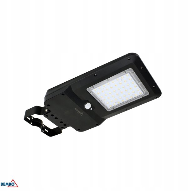 Bemko Solger Ηλιακό Φωτιστικό Δρόμου LED 20W 3000lm, Ρυθμιζόμενη Θερμοκρασία Χρώματος 3000/4000/6000K, IP65, με Αισθητήρα Κίνησης PIR, Μαύρο