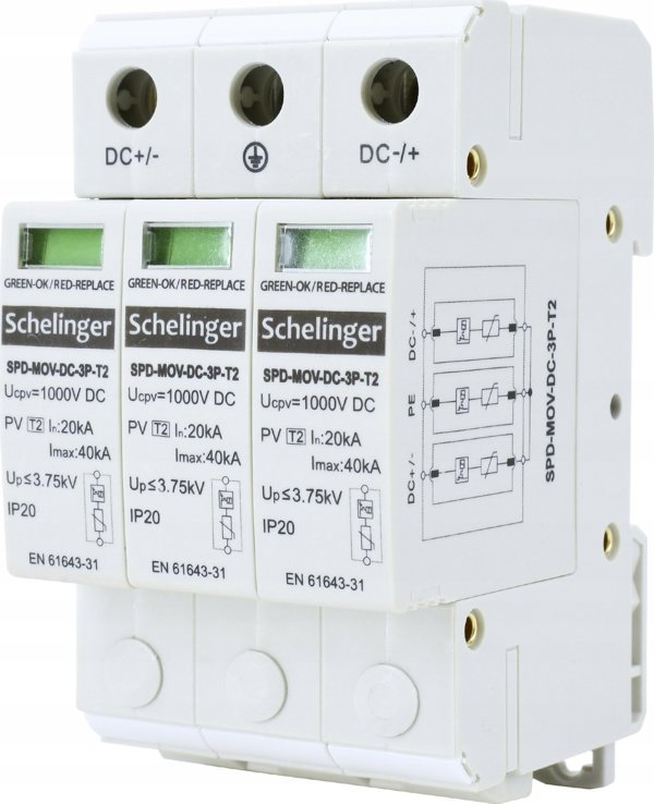 Bemko Περιοριστής υπερτάσεων 3P DC 1000V κατηγορίας T2 Schelinger