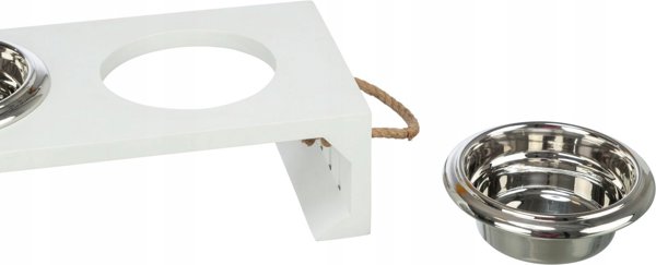 BE NORDIC, σετ μπολ για σκύλο, MDF/ανοξείδωτο ατσάλι, λευκό, 2 × 0.9 λτ./διάμ. 17 εκ./44 × 21 × 14 εκ.
