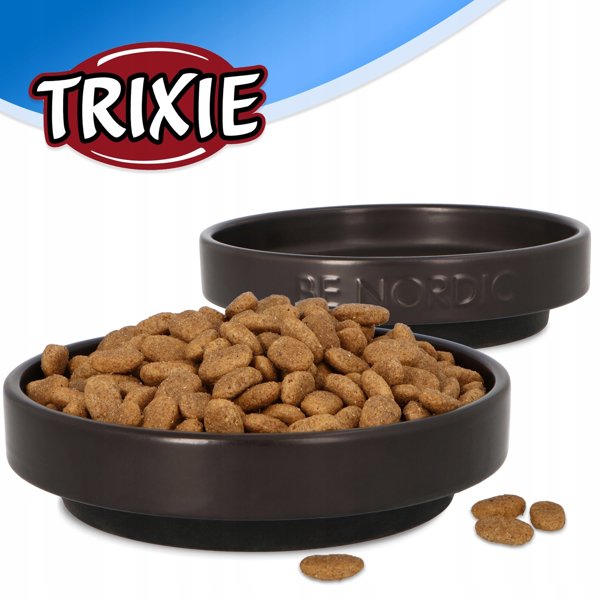 BE NORDIC, miska, dla kota, czarna, ceramika/guma, 0,3 l/o 16 cm