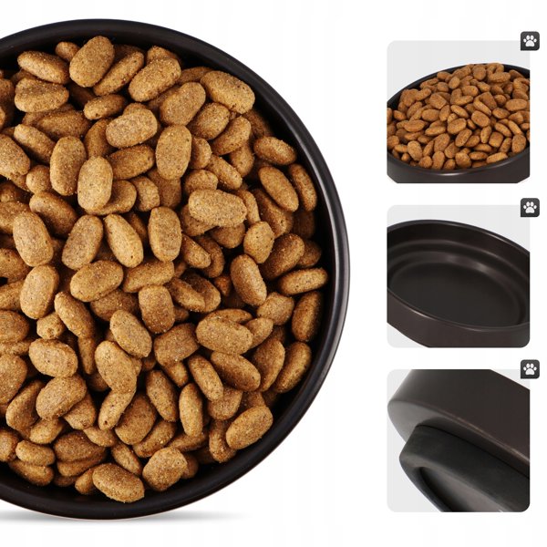 BE NORDIC, miska, dla kota, czarna, ceramika/guma, 0,3 l/o 16 cm
