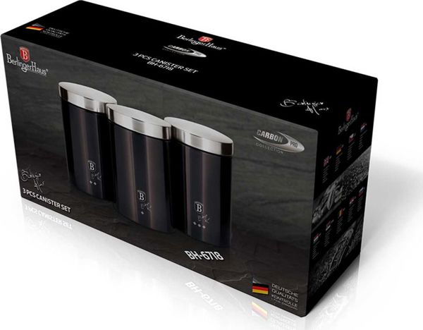 Berlinger Haus Σετ 3 Δοχεία Κουζίνας Carbon Pro, 1.4L, Χάλυβας Γραφίτη, BH-6718