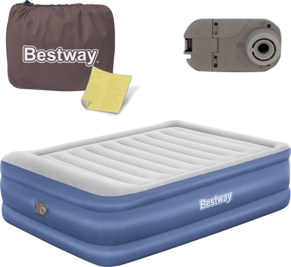 Διπλό φουσκωτό στρώμα θαλάσσης Bestway με ηλεκτρική αντλία γκρι/σκούρο μπλε