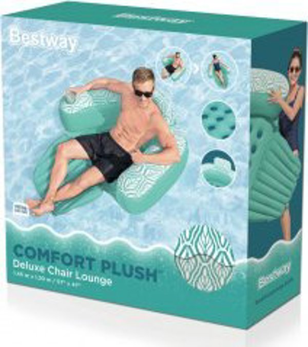 Bestway 43719 Φουσκωτή Ξαπλώστρα Πισίνας με Πλάτη, Βεραμάν 1,45μ x 1,2μ