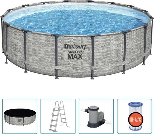 Bestway Πισίνα Power Steel, στρογγυλή, 488x122 cm