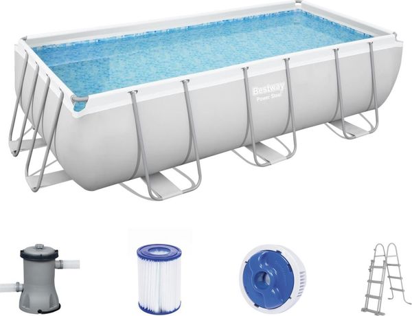 Πισίνα κήπου Bestway Frame, 404 x 201 x 100 cm, 6478 l, Power Steel + αντλία φίλτρου + σκάλα