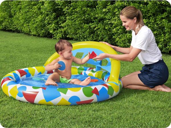 Bestway Φουσκωτή Πισίνα 120x117x46cm, Παιδική Πισίνα με Φούσκα Νερού από Ανθεκτικό PVC (52378)