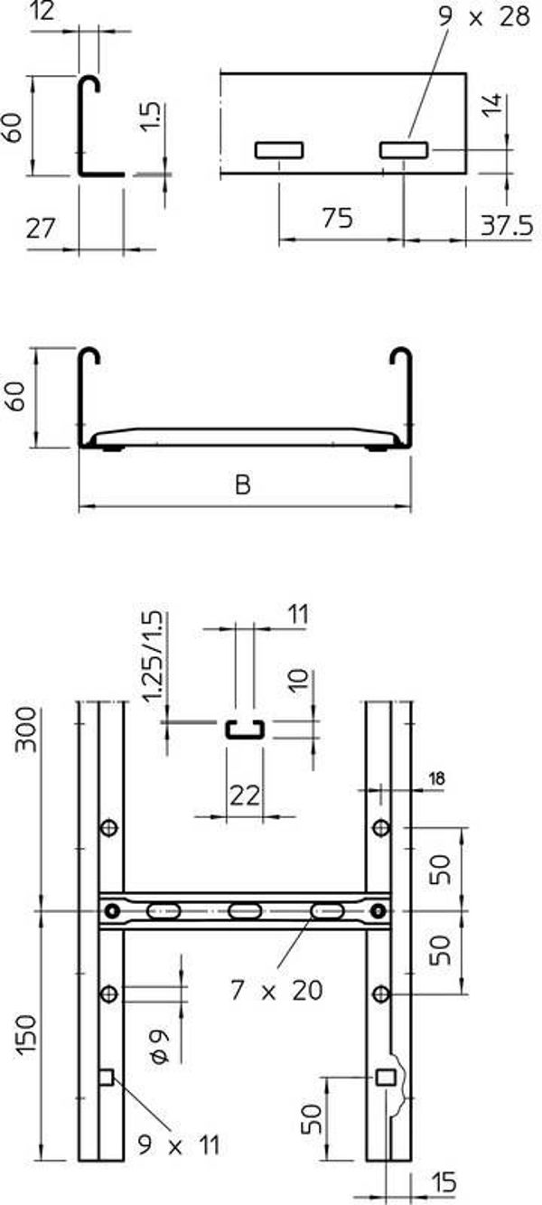 Bettermann Drabinka kablowa 300 x 60 LG 630 NS 3000FS 3m (6208509)