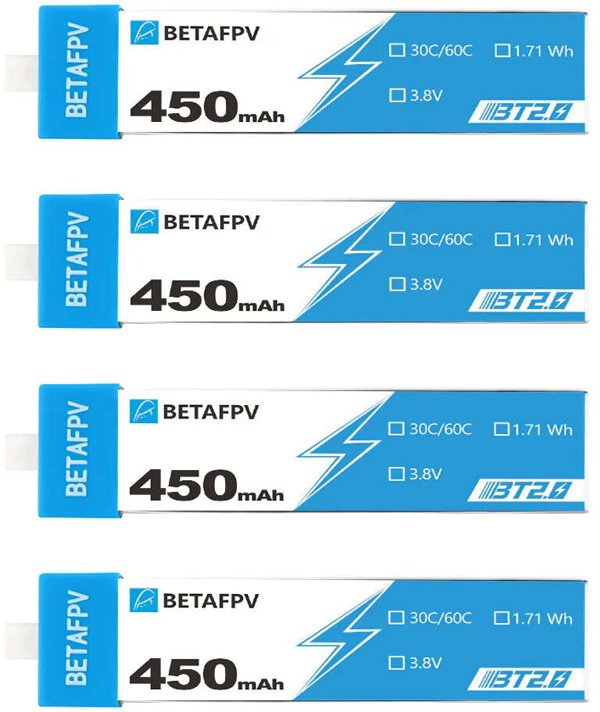 BetaFPV BT2.0 450mAh 4-pack mpataries gia dronia 1S 3.8V