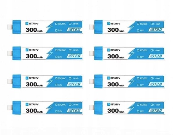 BetaFPV BT2.0 300mAh 8-pack | Σετ μπαταριών για drones 1S | 3.8V, 300mAh