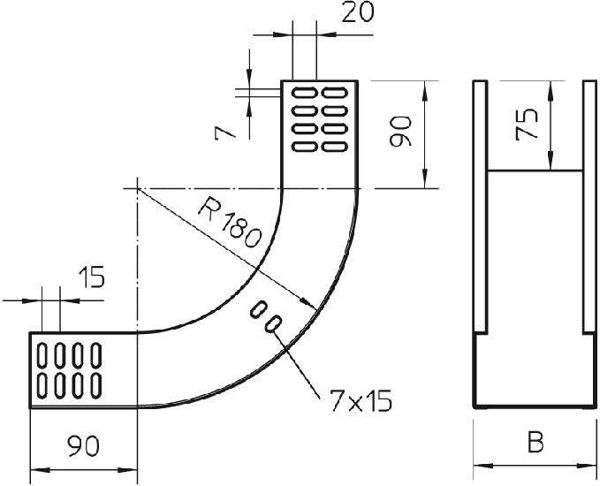 Bettermann Luk pionowy korytka 90 stopni 300 x 60 RBV 630 S FS