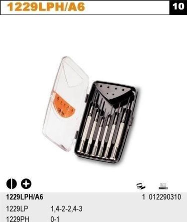 Beta Tools Σετ Κατσαβίδια Ακριβείας 1229LPH/A6, 6 Τεμάχια, Μαγνητικά, 1.4-3mm & PH0-PH1