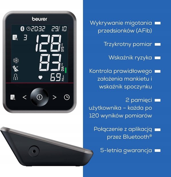 Beurer BM 64 Πιεσόμετρο Μπράτσου Ψηφιακό με Bluetooth Μαύρο-Γκρι