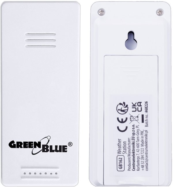 Ασύρματος Μετεωρολογικός Σταθμός GreenBlue, θερμοκρασία ΕΣΩ/ΕΞΩ, ρολόι, επιλογή °C / °F, εμβέλεια έως 60μ, GB162
