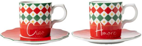 Bialetti Set 2 filiżanki wraz ze spodkami Tricolore (TRICOL01)