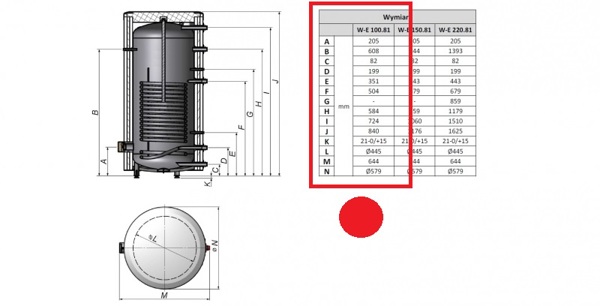 Biawar Wymiennik C.W.U. Mega W-E 100.81 100L