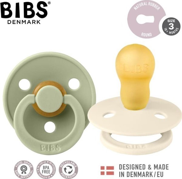 BIBS COLOUR 2-PACK IVORY & SAGE L Πιπίλα Καταπραϋντική από Καουτσούκ Hevea