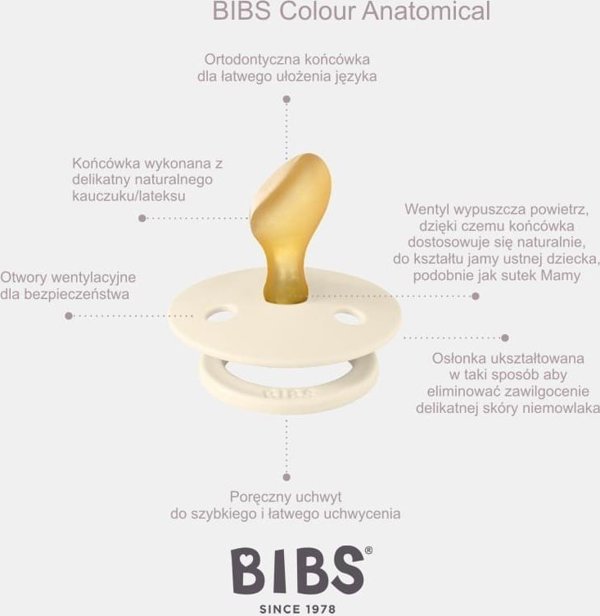 BIBS COLOUR ANATOMICAL CORAL M Ορθοδοντική πιπίλα από καουτσούκ Hevea