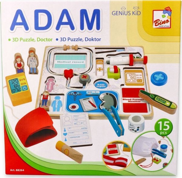 Bino Drewniany zestaw lekarza Adam