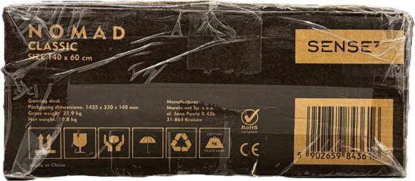 SENSE7 Nomad Classic Gaming Γραφείο, 140x60 cm, Μαύρο