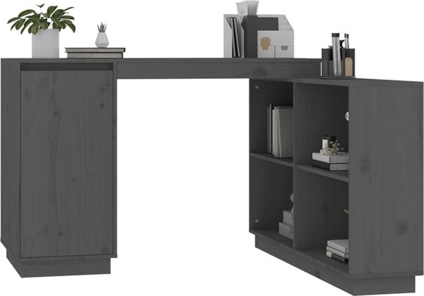 Biurko vidaXL Biurko, szare, 110x50x75 cm, lite drewno sosnowe