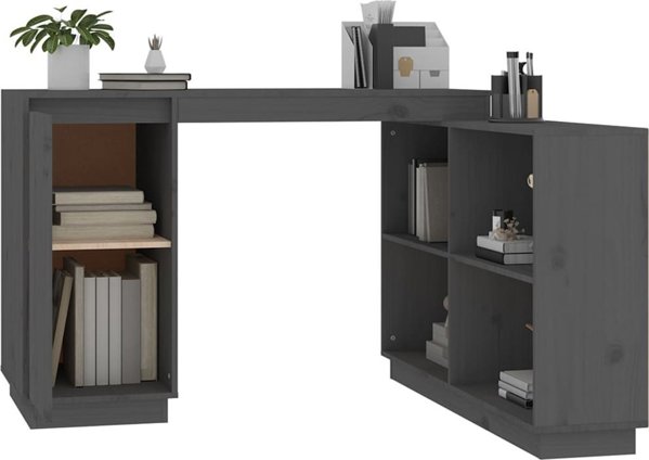 Biurko vidaXL Biurko, szare, 110x50x75 cm, lite drewno sosnowe