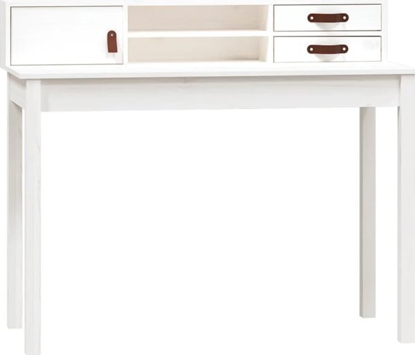 Biurko vidaXL biale, 110x50x93 cm, lite drewno sosnowe