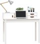 Biurko vidaXL biale, 110x50x93 cm, lite drewno sosnowe