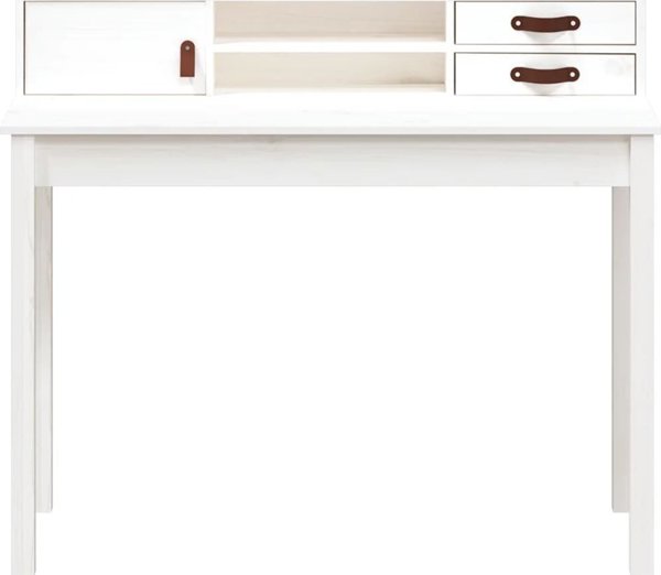 Biurko vidaXL biale, 110x50x93 cm, lite drewno sosnowe