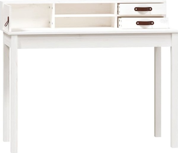 Biurko vidaXL biale, 110x50x93 cm, lite drewno sosnowe