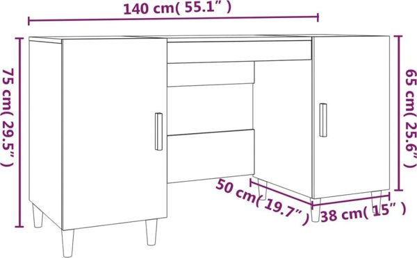 Βεστιαριο vidaXL ξύλινο ανοιχτό καφέ γραφείο 140x50 cm