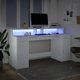 Γραφείο vidaXL με φωτισμό LED, λευκό, 160x55x91 εκ