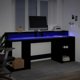 Γραφείο vidaXL με LED φωτισμό, μαύρο, 200x55x91 εκ.