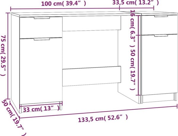 Γραφείο vidaXL Sonoma Δρυς 100 cm x 50 cm