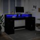 Biurko vidaXL με φωτισμό LED, μαύρο, 160x55x91 cm