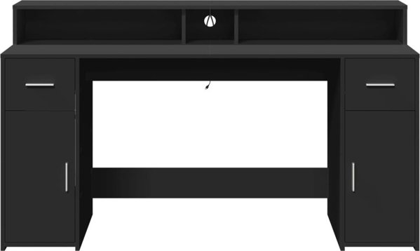 Biurko vidaXL με φωτισμό LED, μαύρο, 160x55x91 cm