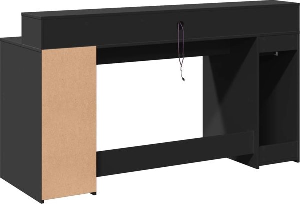 Biurko vidaXL με φωτισμό LED, μαύρο, 160x55x91 cm