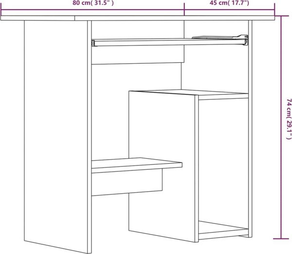 βιοXL γραφείο καφέ 80 cm x 45 cm